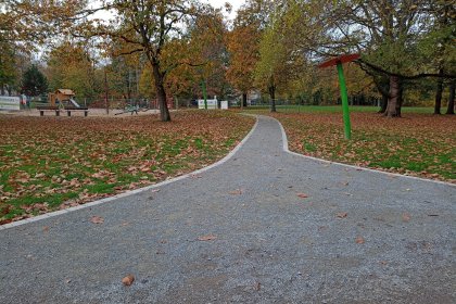 DurEko-mix BIO Grijs fiets- en wandelpaden Wilhelm-Dopatka-Stadtpark Leverkusen-Wiesdorf